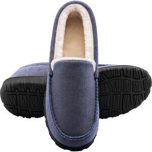 👑Closed Toe Loafers Sneakers Men's Blue Soft Plush Slip On Warm Comfortable